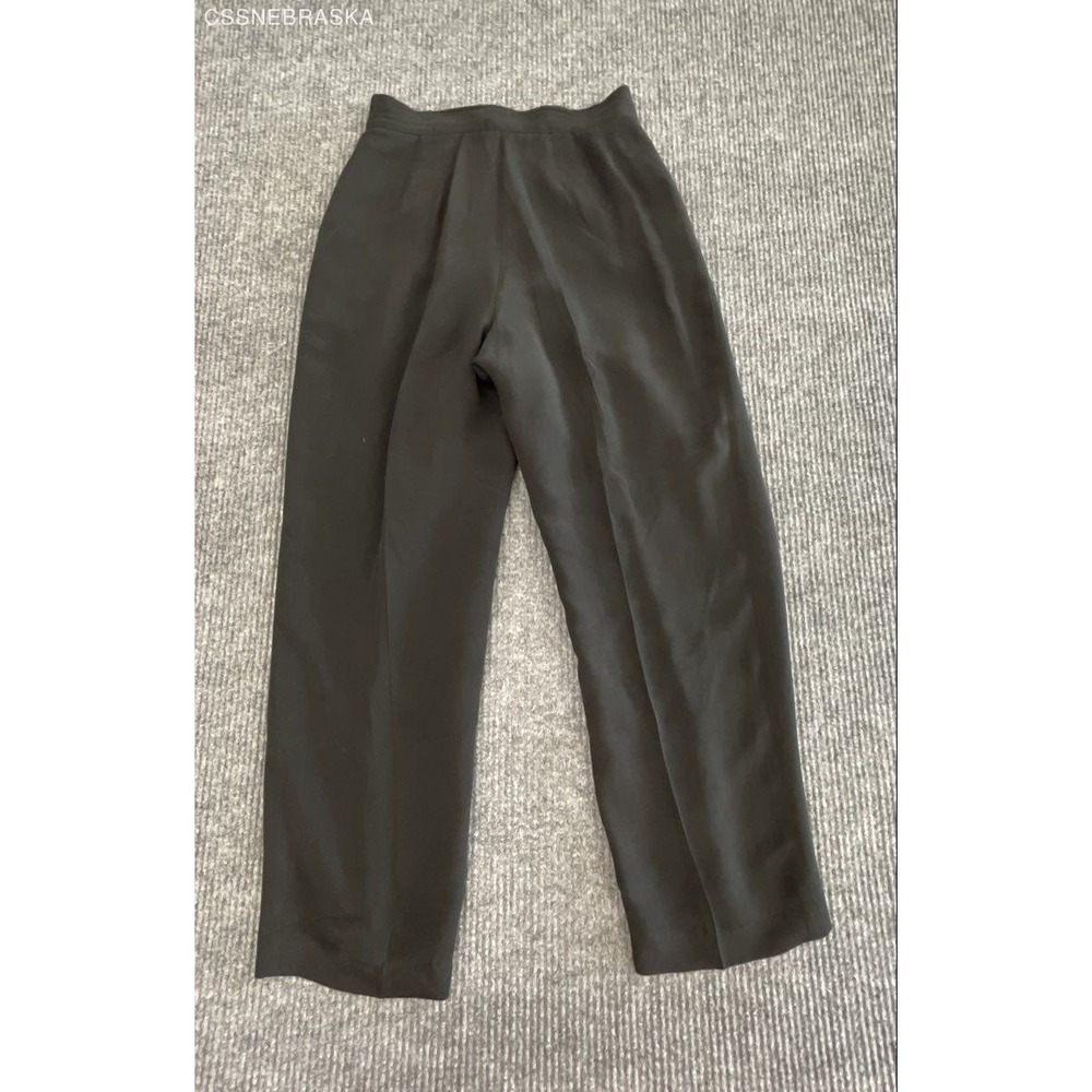 Dana Buchman Charcoal Black Vintage Women's 100% Silk Pleated Dress Pants Size 8